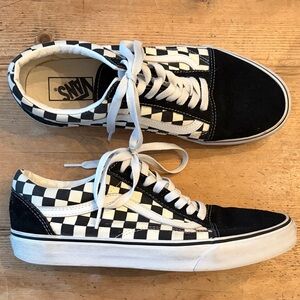 Vans Old Skool Checkerboard Skate Shoe - Black / White Mens 10.5 Skate
